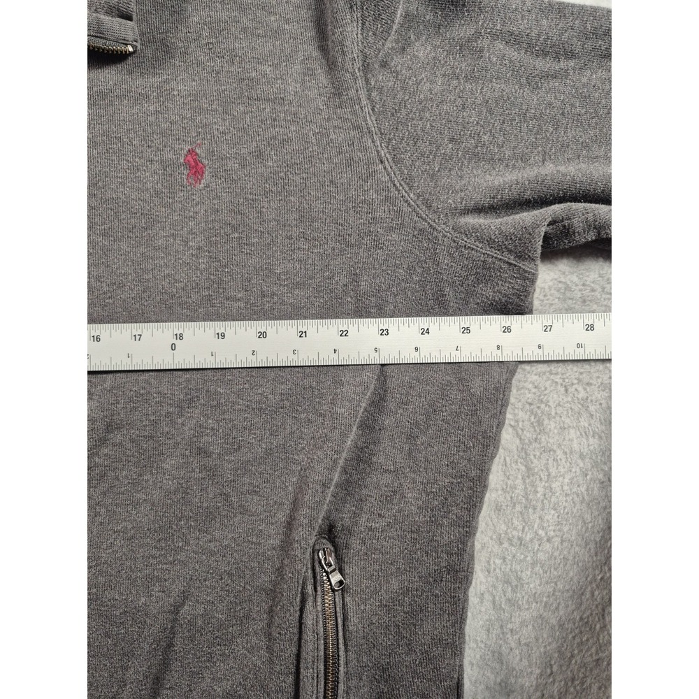 Polo Ralph Lauren Sweater Mens XL Gray Full Zip Jacket Estate Rib Red Pony Logo - Picture 5 of 8